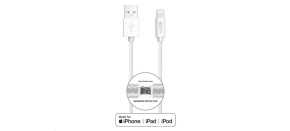 WG - Datový kabel Lightning MFI na USB-A, 1 metr, 2,4A , bílá