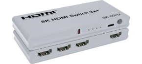 PremiumCord 8K@60Hz, 4K@144Hz HDMI switch 3:1 s dálkovým ovladačem