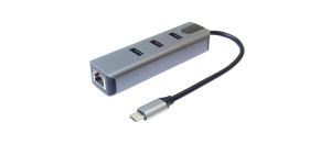 PremiumCord Adapter USB-C na Gigabit 10/100/1000Mbps + 3x USB3.2 konektor