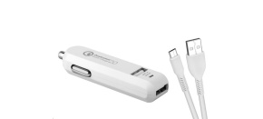 AVACOM CarMAX 2 nabíječka do auta 2x Qualcomm Quick Charge 2.0, bílá barva (micro USB kabel)
