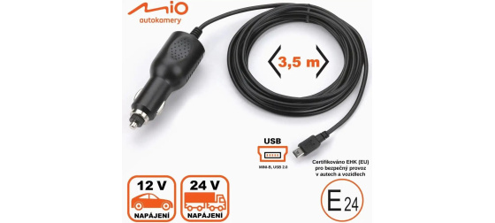 Mio cigaretová nabíječka 3.5 m ke kamerám Mio (bulk)