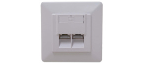 Zásuvka STP 2x RJ45 Cat6, duální svorkovnice, pod omítku