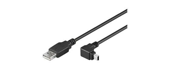PremiumCord USB 2.0 A–Mini B (5pin) kabel s úhlovým konektorem 90°, 1,8 m, černý