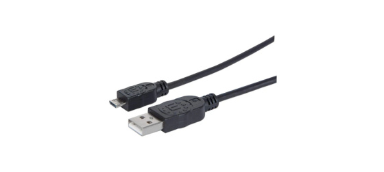 MANHATTAN Kabel propojovací USB 2.0  A Male / Micro-B Male, 1.8m, černý