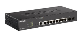 D-Link DGS-2000-10P Managed PoE switch, 8x GbE PoE+, 2x SFP, PoE 65W, fanless