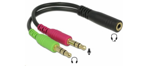 PREMIUMCORD Adaptér 4pólový jack3,5mm pro sluchátka a mikrofon, 30cm