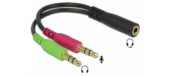 PREMIUMCORD Adaptér 4pólový jack3,5mm pro sluchátka a mikrofon, 30cm