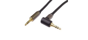 PremiumCord HQ stíněný kabel stereo Jack 3.5mm - Jack 3.5mm zahnutý 90°, 1,5m