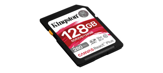 Kingston SDXC karta 128GB Canvas React Plus, UHS-II, U3, V60, R:280/W:100MB/s