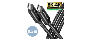 AXAGON BUCM4X-CM05AB NewGEN+ kabel USB-C <-> USB-C, 0.5m, USB4 Gen 3×2, PD 240W 5A, 8K HD, ALU, oplet, černý AXAGON BUCM4X-CM05AB NewGEN+ kabel USB-C <-> USB-C, 0.5m, USB4 Gen 3×2, PD 240W 5A, 8K HD, ALU, oplet, černý