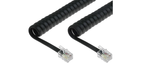 Telefonní šňůra kroucená - 2xRJ10 4p4c, 6m, černá