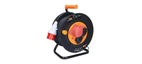 Solight prodlužovací přívod na bubnu, 3 zásuvky, 400V + 230V, 25m gumový kabel 5x1,5mm2, IP44
