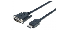 MANHATTAN kabel HDMI Male to DVI-D 24+1 Male, Dual Link, Black, 3m MANHATTAN kabel HDMI Male to DVI-D 24+1 Male, Dual Link, Black, 3m
