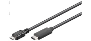 PremiumCord Kabel USB 3.1 konektor C/male - USB 2.0 Micro-B/male, černý, 0,6m