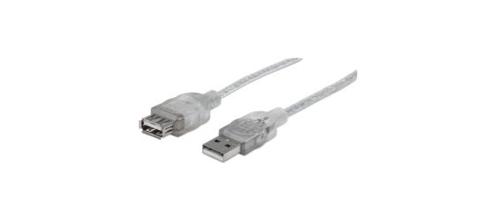 MANHATTAN Kabel USB 2.0 A-A prodlužovací 4,5m (stříbrný)