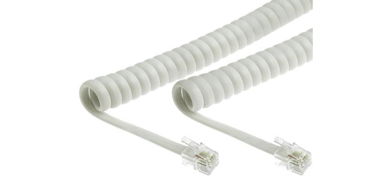 Telefonní šňůra kroucená - 2xRJ10 4p4c, 6m, bílá