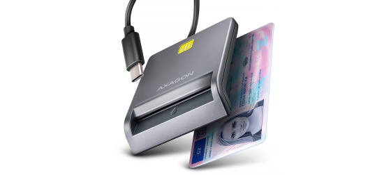 AXAGON CRE-SM3TC, USB-C FlatReader čtečka kontaktních karet Smart card (eObčanka), kabel 1.2m