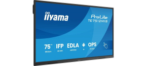 Iiyama ProLite TE7512MIS, 24/7, 190.5 cm (75''), PureTouch-IR, 4K, USB, USB-C, Ethernet, Wi-Fi, kit (USB), black