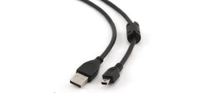 GEMBIRD Kabel USB 2.0 A-Mini B (5pin) propojovací, HQ s ferritovým jádrem, 1,8m, černý GEMBIRD Kabel USB 2.0 A-Mini B (5pin) propojovací, HQ s ferritovým jádrem, 1,8m, černý