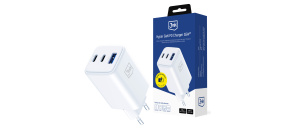 3mk síťová nabíječka Hyper GaN Charger 65W, bílá