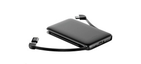 WG - Power Bank 5000 mAh, kabel Micro USB + Type-C + adaptér Lightning, černá