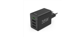 Hama rychlá USB nabíječka 1x USB-C + 3x USB-A, PD/QC, 35 W