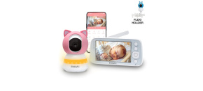 EVOLVEO Baby Monitor N5, Set videochůvičky s 360° dohledem, obousměrnou komunikací a ukolébavkami, růžová