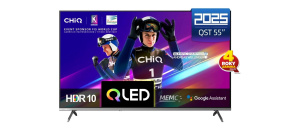 CHiQ U55QST TV 55", UHD, QLED, ultratenká, Google TV, DLG 120 Hz, Dolby Audio, Frameless, metalická