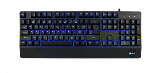 C-TECH Klávesnice KB-104BK, USB, 3 barvy podsvícení, černá, CZ/SK
