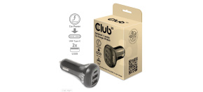 Club3D Auto nabíječka pro Notebooky 36W, 3 porty (2xUSB-A + USB-C)