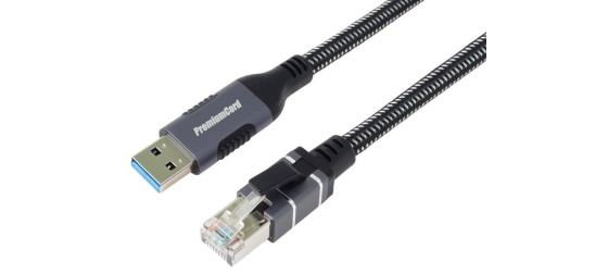 PremiumCord Ethernetový kabel USB3.2 na LAN RJ45 10/100/1000, 1m