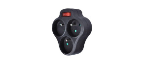 Solight rozbočka, 3 x 10A, černá, vypínač Solight rozbočka, 3 x 10A, černá, vypínač