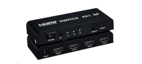 PREMIUMCORD HDMI switch 3:1 kovový s dálkovým ovládáním PREMIUMCORD HDMI switch 3:1 kovový s dálkovým ovládáním