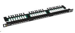 Solarix Patch panel 24xRJ45 CAT5E UTP s vyvazovací lištou černý 0,5U SX24HD-5E-UTP-BK