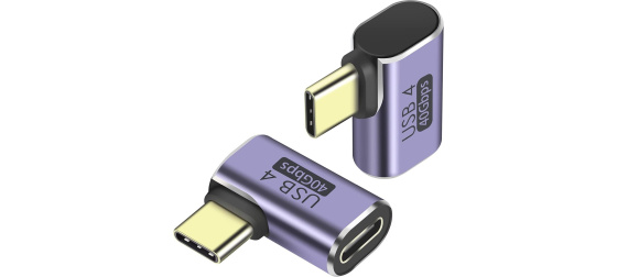 PremiumCord Adaptér USB-C na USB-C, USB 4.0, zahnutý 90°