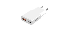 WG - Síťová nabíječka GaN 2x USB, 1x USB-C 30W + 1x USB-A 18W, white, Ultra Slim