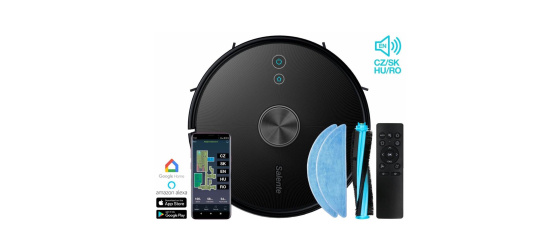 Salente L6, laserový robotický vysavač, stírání vodou, nabíjecí stanice, černý