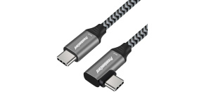 PREMIUMCORD Zahnutý kabel USB-C (USB 3.2 Gen 2, 3A, 60W, 20Gbit/s), hliníkové krytky konektorů, 1m