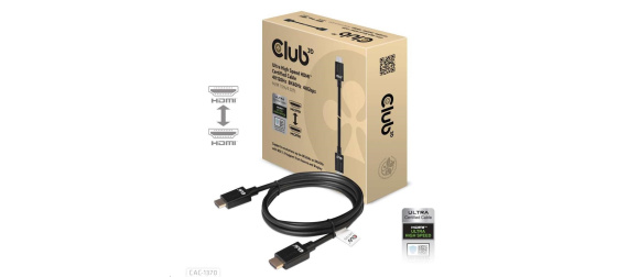 Club3D Adaptér HDMI 2.1 Ultra Rychlý HDMI™ Certifikovaný 4K120Hz, 8K60Hz, 48Gbps (M/M 1.5 m/4.92 ft), 28 AWG