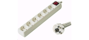 PREMIUMCORD Prodlužovací přívod 230V 2m, 6 zásuvek + vypínač, bílá PREMIUMCORD Prodlužovací přívod 230V 2m, 6 zásuvek + vypínač, bílá