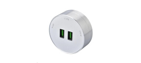 Viking zásuvkový modul A50, 2x USB-A, stříbrná