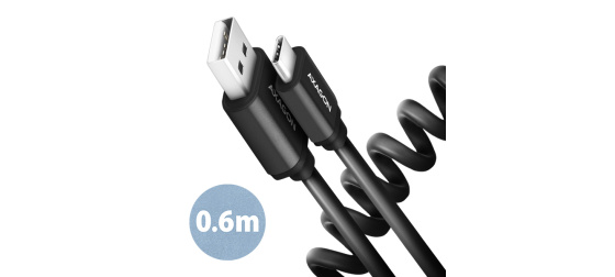 Axagon BUCM-AM10TB – Twister USB-C ↔ USB-A kabel 0,6 m, 3 A, černý