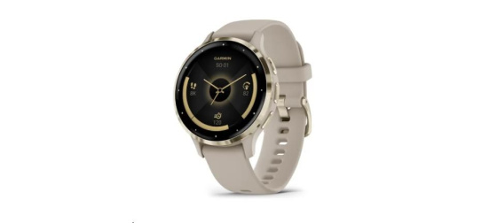 Garmin Venu® 3S, Nerezová luneta Soft Gold, pouzdro French Gray, silikonový řemínek