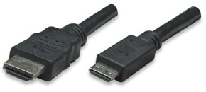 MANHATTAN kabel High Speed HDMI 3D, Mini HDMI Male to Male, stíněný, černý, 1,8m MANHATTAN kabel High Speed HDMI 3D, Mini HDMI Male to Male, stíněný, černý, 1,8m