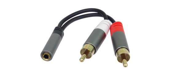 PremiumCord kabel HQ Jack 3.5mm Female - 2x CINCH Male 15cm