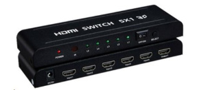PREMIUMCORD HDMI switch 5:1 kovový s dálkovým ovladačem a napájecím adaptérem PREMIUMCORD HDMI switch 5:1 kovový s dálkovým ovladačem a napájecím adaptérem