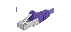 PREMIUMCORD Patch kabel CAT6a S-FTP, RJ45-RJ45, AWG 26/7 5m fialová