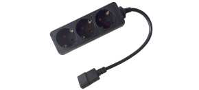 Prodlužovací přívod 3x230V DE SCHUKO pro UPS (IEC320-C14), 30cm