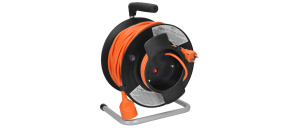 Solight prodlužovací přívod na bubnu, 1 zásuvka, 50m, oranžový kabel, 3x 1,5mm2