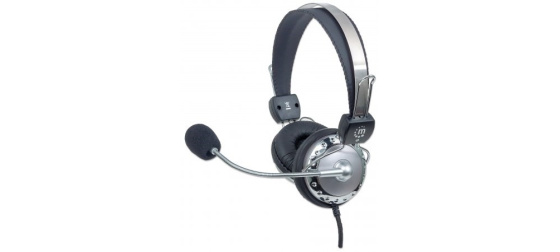 MANHATTAN Sluchátka s mikrofonem, lehce nastavitelná s flexibilním mikrofonem